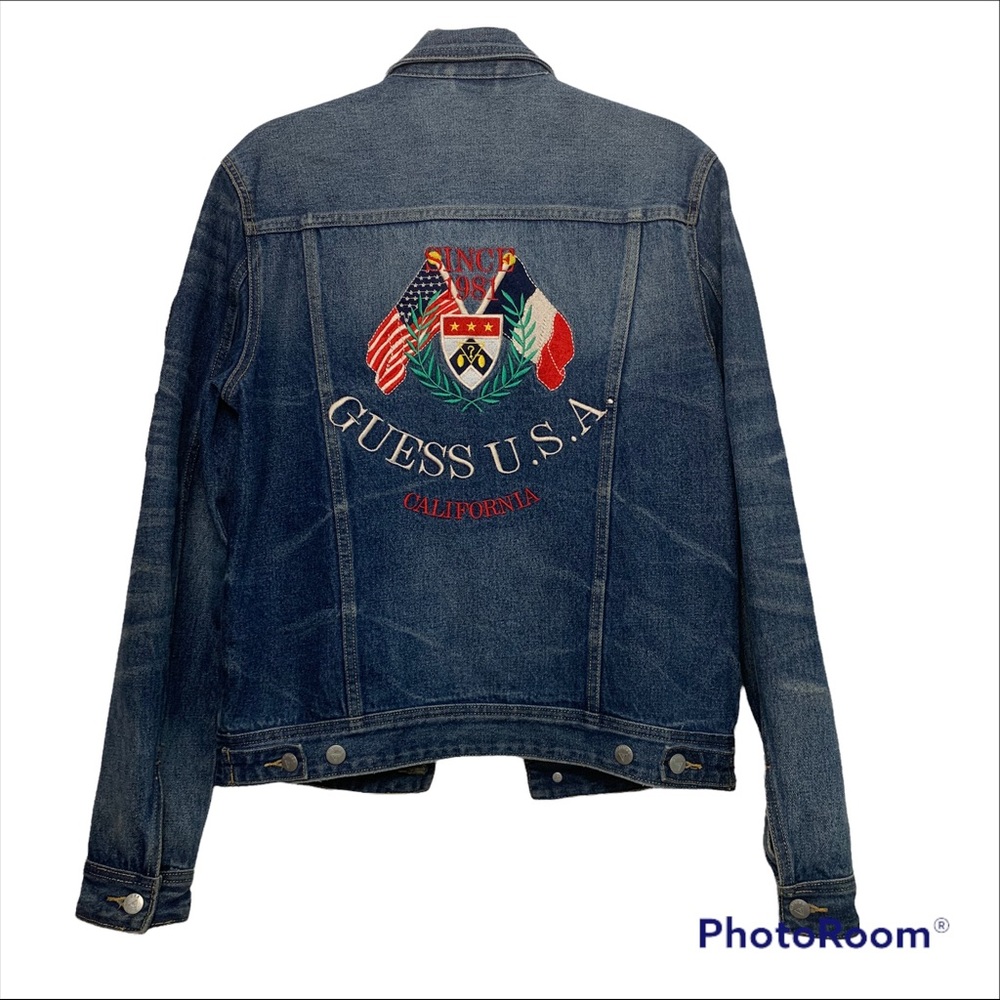 Guess Dillon Embroidered Flags Jacket Size Small - Picture 7 of 8